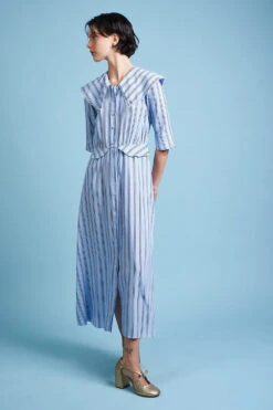 Robe Chemisier Longueur Midi Rayée -Élégance Soldes FW23 smissouri 2
