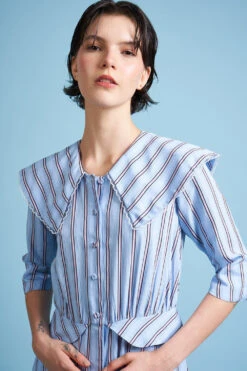 Robe Chemisier Longueur Midi Rayée -Élégance Soldes FW23 smissouri 5