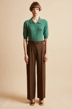 Pantalon Ample En Laine Vierge Tropicale -Élégance Soldes FW23 sothello 07 2