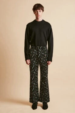 Pantalon "flare" à Revers Large En Velours De Coton Imprimé Au Pigment 9 Pantalon "flare" à Revers Large En Velours De Coton Imprimé Au Pigment -Élégance Soldes FW23 sunivers 6 1