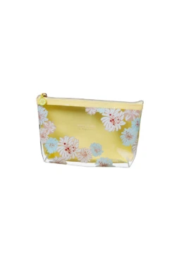 Petite Pochette Transparente Jaune Motif Chrysanthèmes