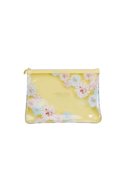 Pochette Transparente Jaune Motif Chrysanthèmes