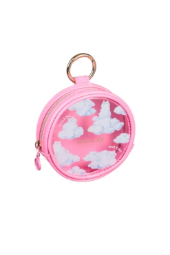 Petite Pochette Ronde Rose Motif Nuages Et Gipsy