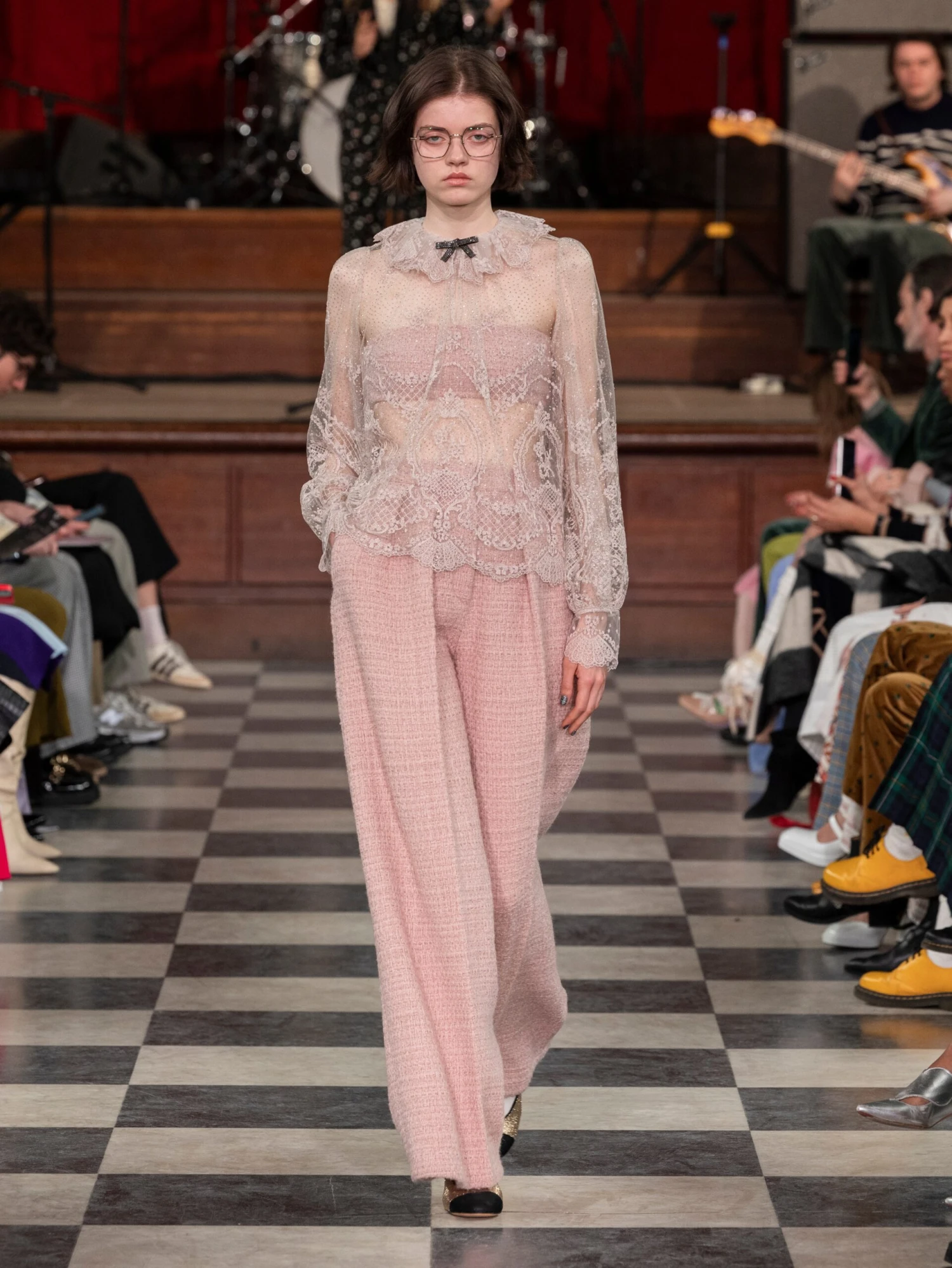 Pantalon Large Taille Haute En Tweed De Laine Lurex 11 Pantalon Large Taille Haute En Tweed De Laine Lurex - Image 9