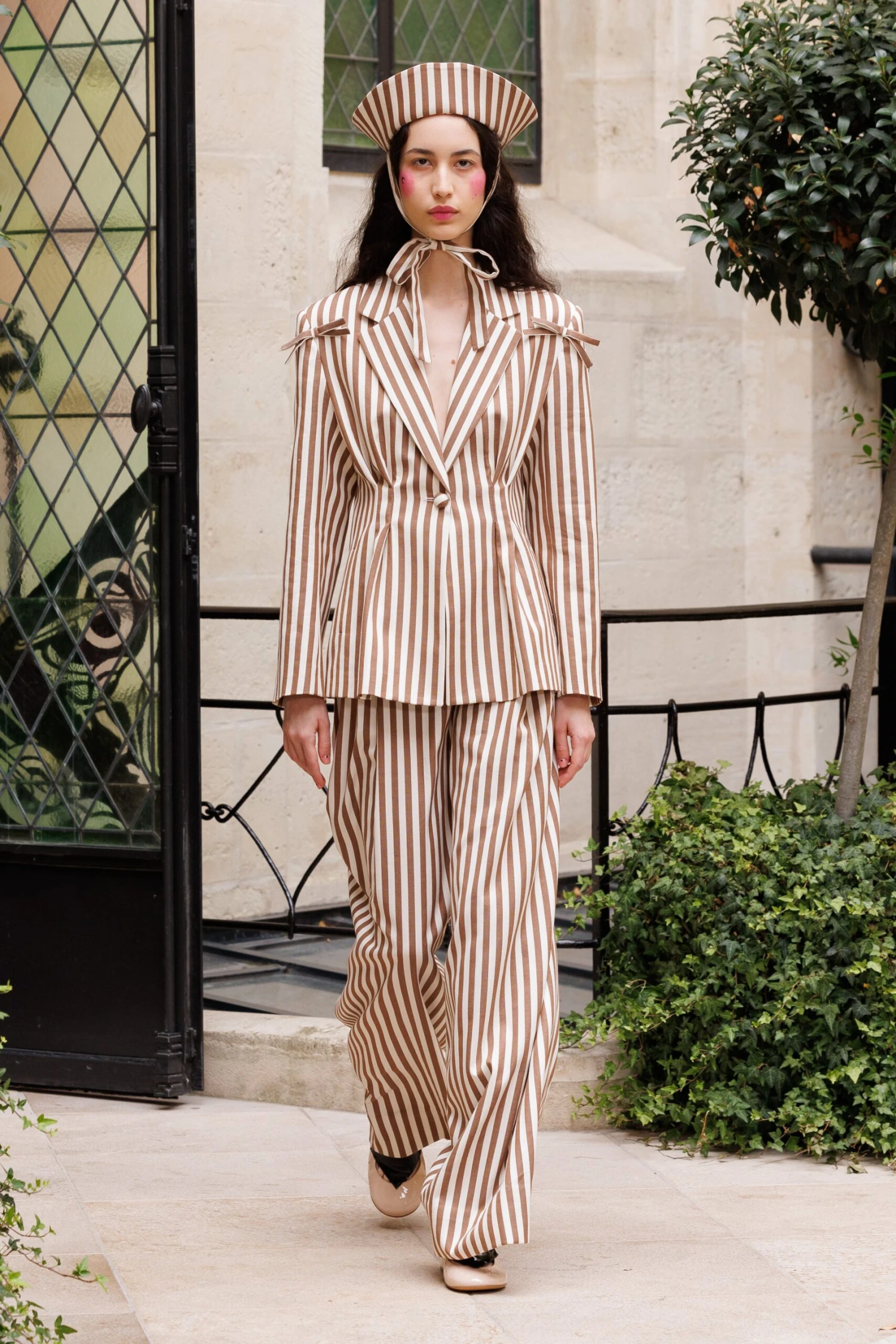 Pantalon Taille Haute à Motif Rayé 7 Pantalon Taille Haute à Motif Rayé - Image 5