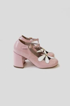 Babies Florales En Cuir Vernis -Élégance Soldes RDAISY PINK 2
