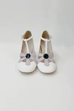 Babies Florales En Cuir Vernis -Élégance Soldes RDAISY WHITE 1