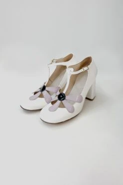 Babies Florales En Cuir Vernis -Élégance Soldes RDAISY WHITE 2