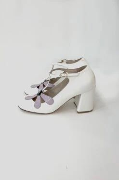 Babies Florales En Cuir Vernis -Élégance Soldes RDAISY WHITE 3