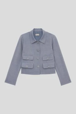 Veste Courte En Laine Vierge Tropicale Tissée En Italie -Élégance Soldes SELLYN