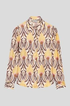 Chemise En Satin De Soie Imprimée All Over 10 Chemise En Satin De Soie Imprimée All Over -Élégance Soldes SINSOLENTE
