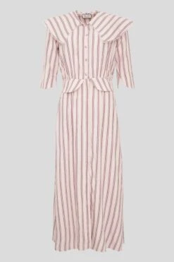 Robe Chemisier Longueur Midi Rayée -Élégance Soldes SMISSOURI