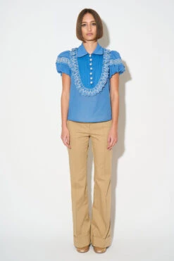 Blouse Avec Plastron Et Manches Courtes Ballon -Élégance Soldes SS24 TBONBON 31 1
