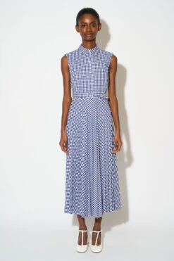 Robe Plissée Soleil Imprimée Vichy -Élégance Soldes SS24 TFIDELIA 31