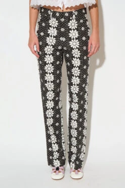Pantalon Coupe Droite à Motif Floral -Élégance Soldes SS24 TLOUNA 02