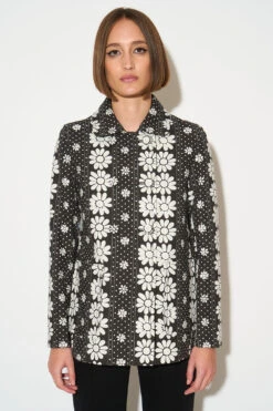 Veste Coupe Légèrement Trapèze Motif Floral 20 Veste Coupe Légèrement Trapèze Motif Floral -Élégance Soldes SS24 TVER