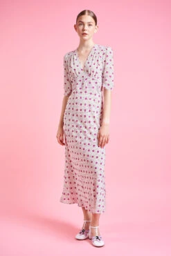 Robe Longueur Midi En Crêpe De Chine De Soie 13 Robe Longueur Midi En Crêpe De Chine De Soie -Élégance Soldes SS24 TVIOLENE 12 1