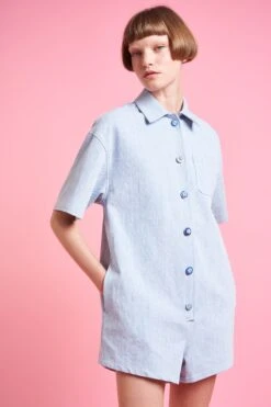 Combi-short Coupe Ample En Denim