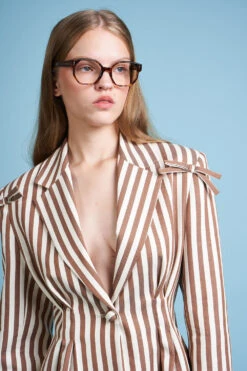 Veste à Rayures Aux épaules Marquées Et à La Taille Cintrée -Élégance Soldes SS24 Tbubble 10