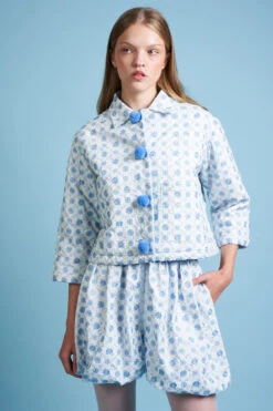 Veste Courte Molletonnée En Coton Brodée De Petites Fleurs