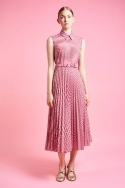 Robe Plissée Soleil Imprimée Vichy