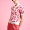 Polo En Maille Jacquard à Motif Floral -Élégance Soldes SS24 Tgazou 5