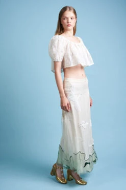 Blouse En Organdi De Coton Et Soie Brodée D'un Motif Floral -Élégance Soldes SS24 Tgedeon