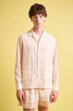 Chemise Coupe Droite En Mousseline De Coton Brodée