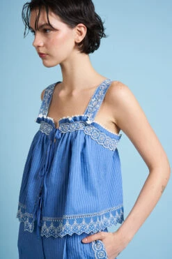 Top En Coton Orné De Dentelle