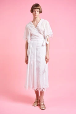 Robe Portefeuille En Double Mousseline De Coton -Élégance Soldes SS24 Tlucy 32 24