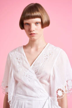 Robe Portefeuille En Double Mousseline De Coton -Élégance Soldes SS24 Tlucy 32 29