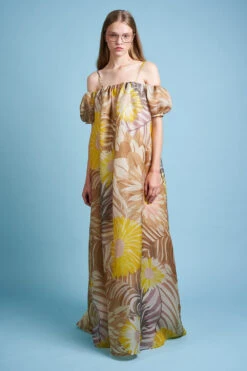 Robe Longue Ample Et Voluptueuse En Gazar De Soie