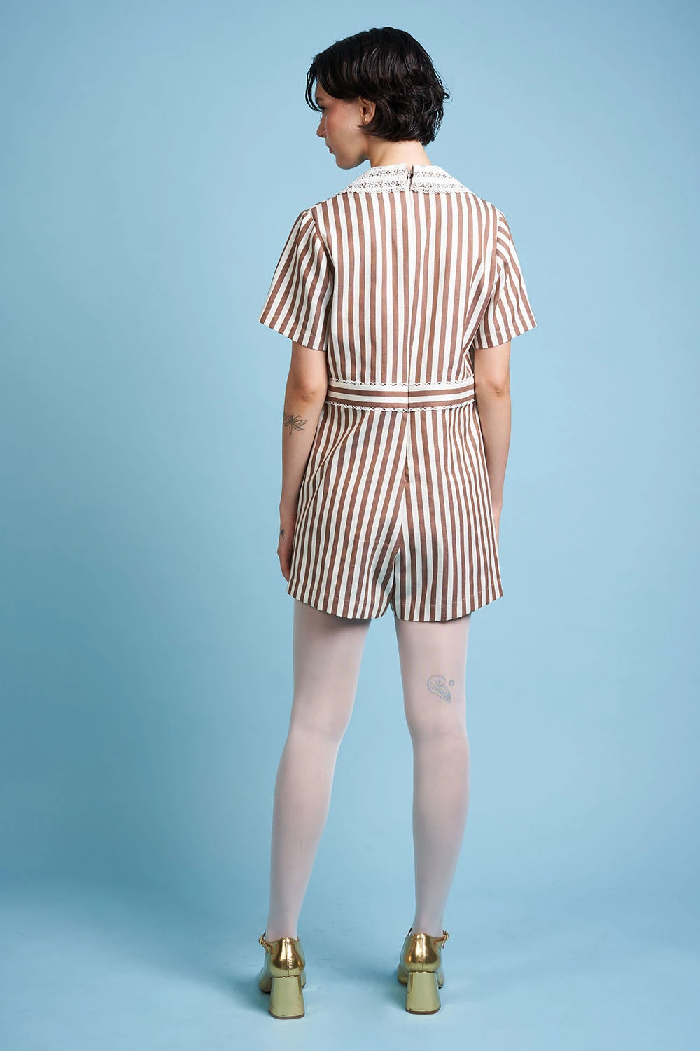 Combishort En Jacquard De Coton A Motif Rayé 6 Combishort En Jacquard De Coton A Motif Rayé - Image 4