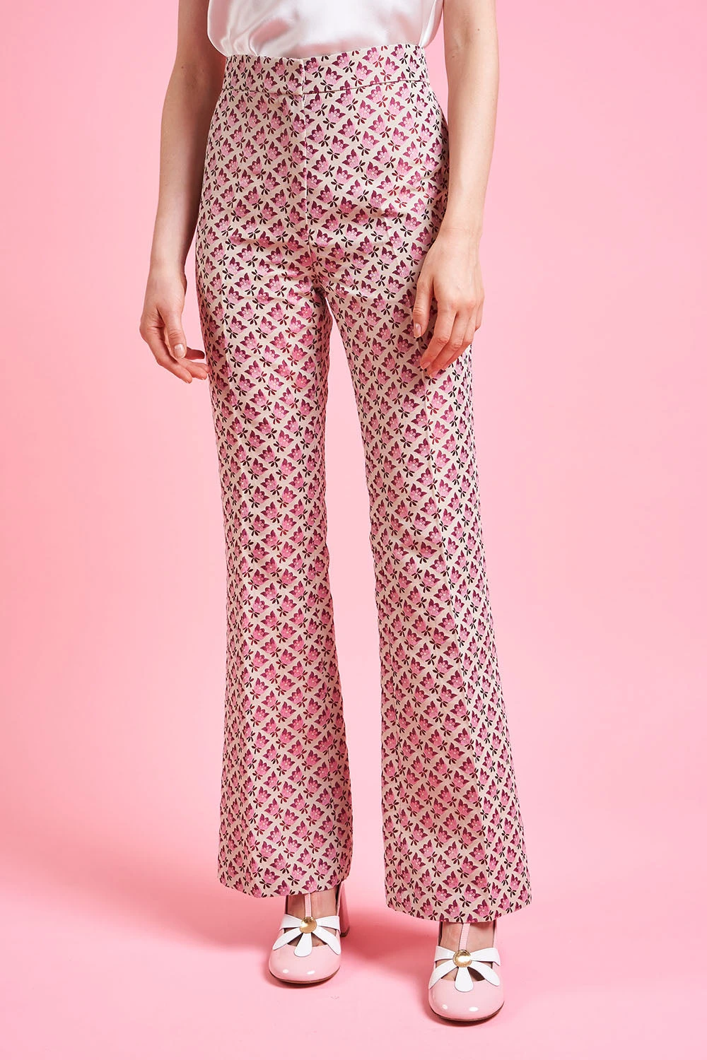 Pantalon Droit évasé En Jacquard Floral All Over 5 Pantalon Droit évasé En Jacquard Floral All Over - Image 3