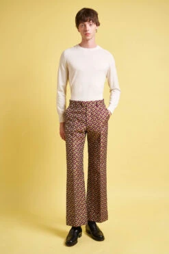 Pantalon Coupe Droite En Jacquard Floral -Élégance Soldes SS24 Tultime