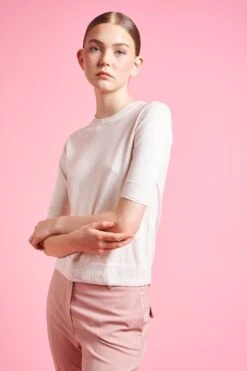 Pull Court Cintré En Cachemire Et Soie