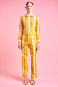 Pantalon Coupe Droite à Motif Floral