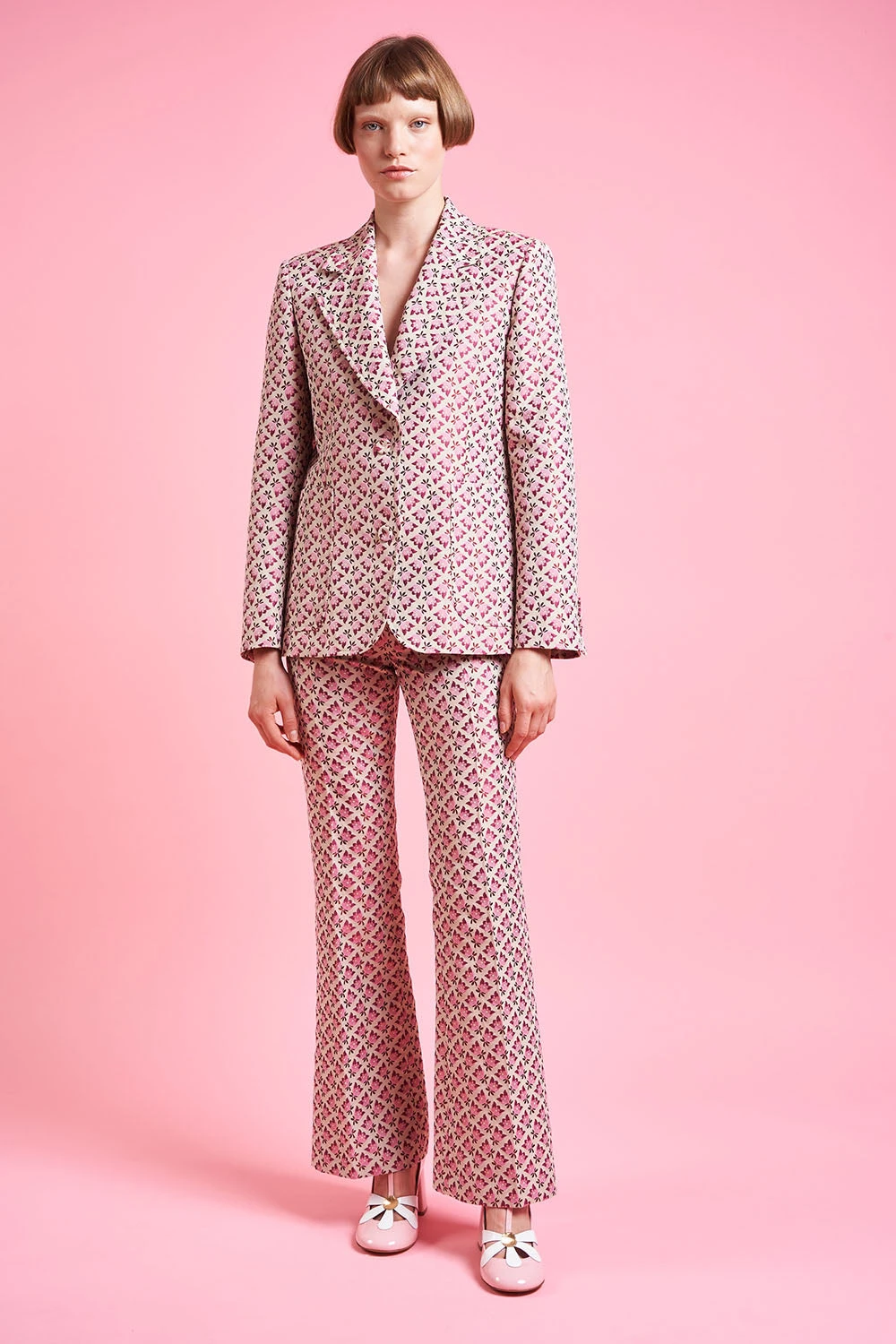 Pantalon Droit évasé En Jacquard Floral All Over 3 Pantalon Droit évasé En Jacquard Floral All Over