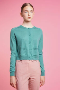 Cardigan Court Cintré En Cachemire Et Soie -Élégance Soldes SS24 tpablo 9