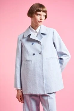 Veste Ajustée à Double Croisure En Denim