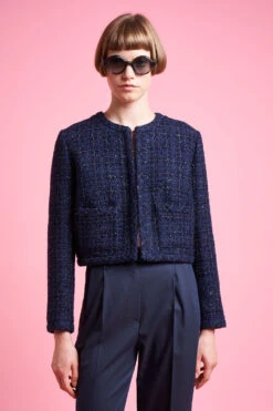 Veste Courte à La Coupe Droite En Tweed Lurex