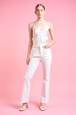 Jean Taille Haute évasé Aux Poches Plaquées