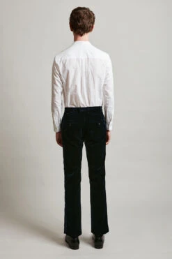 Pantalon En Velours Lisse De Coton Coupe Droite -Élégance Soldes Sbeliz 365 7