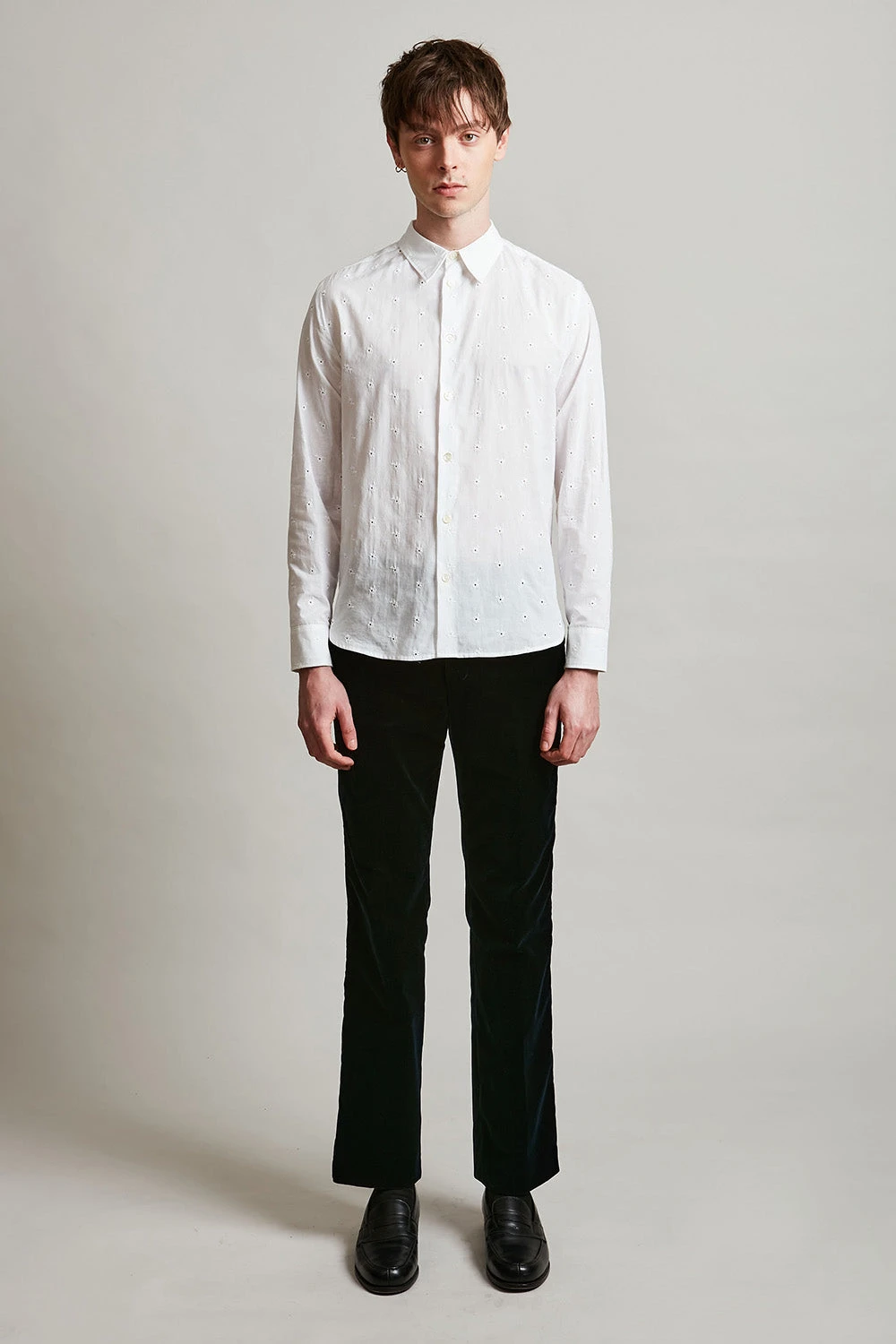 Chemise En Popeline De Coton Brodée De Petites Fleurs 4 Chemise En Popeline De Coton Brodée De Petites Fleurs - Image 2