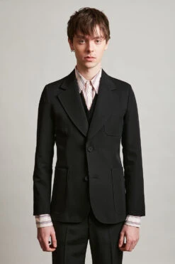 Veste Tailleur En Grain De Poudre De Laine Vierge