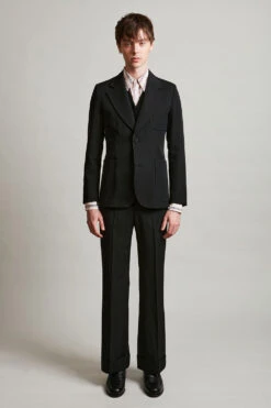 Pantalon "flare" à Revers Large En Laine Vierge