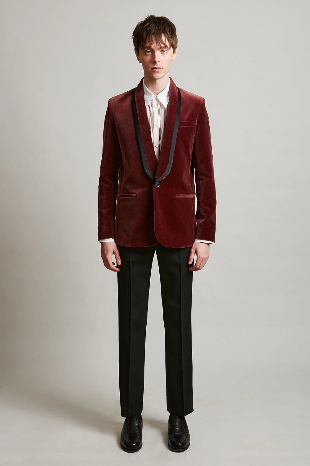 Veste Tailleur Ajustée En Velours Lisse De Coton 4 Veste Tailleur Ajustée En Velours Lisse De Coton - Image 2