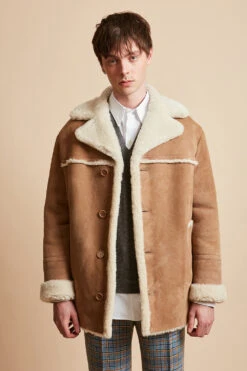 Caban En Peau D'agneau Et Revers Mouton