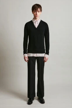 Pull Chemise Col V En Maille De Laine Et Cachemire -Élégance Soldes Srory 02 2