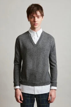 Pull Chemise Col V En Maille De Laine Et Cachemire -Élégance Soldes Srory 21 1